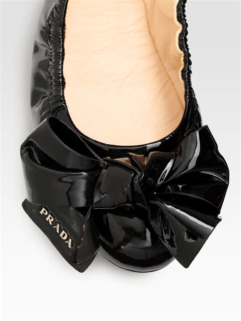 prada bow ballet flats|Prada leather ballet flats.